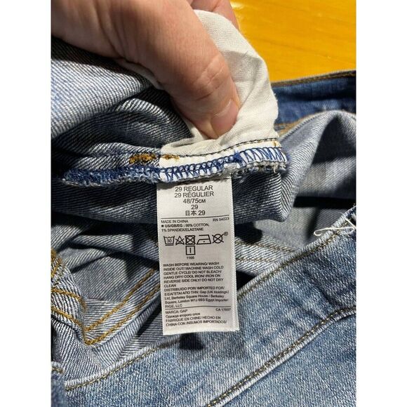 Gap 1969 Women's Jeans Size 29 R Real Straight Blue Whiskered Faded Embellished - Picture 4 of 10